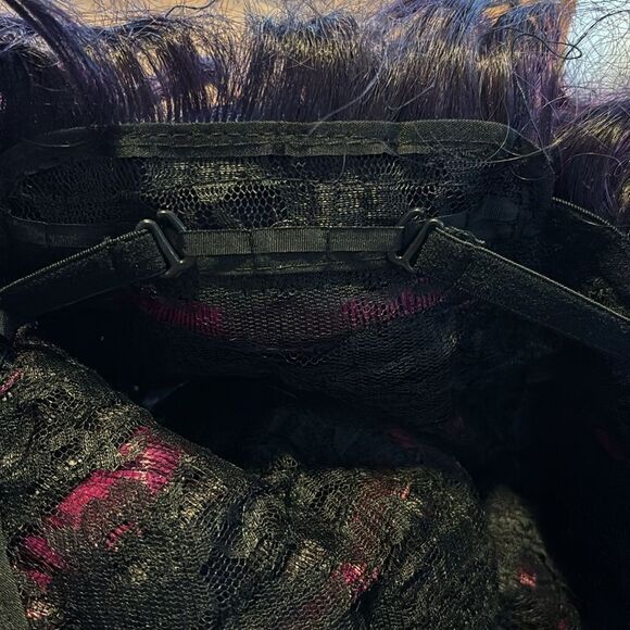 MUPUL Purple Mixed Black Long Braid Witch’s Hat Shaped Wig - Picture 6 of 7